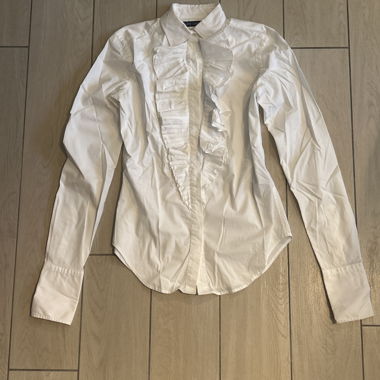 White vintage Ralph Lauren shirt with ruffles
