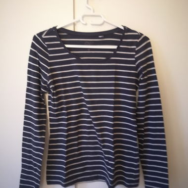 T-shirt manica lunga a righe nero/bianco