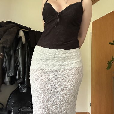 Gonna maxi in pizzo bianco trasparente