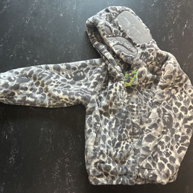 BAPE Wild Leopard Pattern Faux Fur Jacket