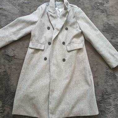 Manteau croisé double boutonnage gris clair