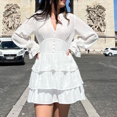 Zara weisses Rueschenkleid Gr.S/M wie neu