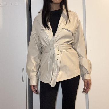 Veste en cuir beige 