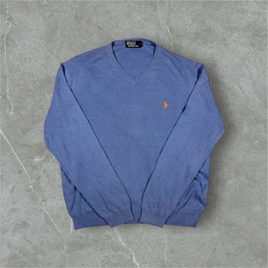 vintage polo ralph lauren v-neck sweatshirt blue