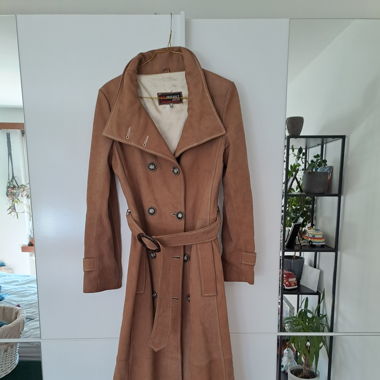 Suade leather long coat