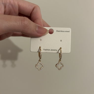 Earrings with zirconia gold plated Clover