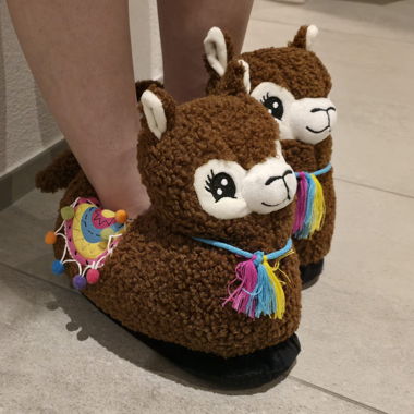 Plüsch Lama Hausschuhe
