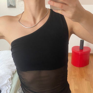 Asymetrical top black mesh