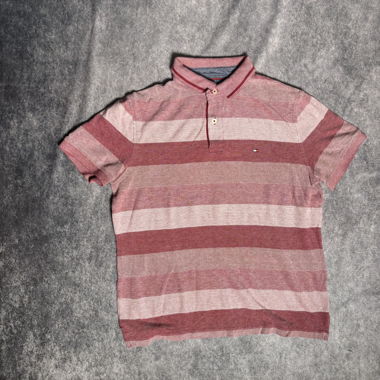 Tommy Hilfiger Red Striped Polo – Size M