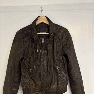 Dunkelbraune Lederjacke von Leonardo