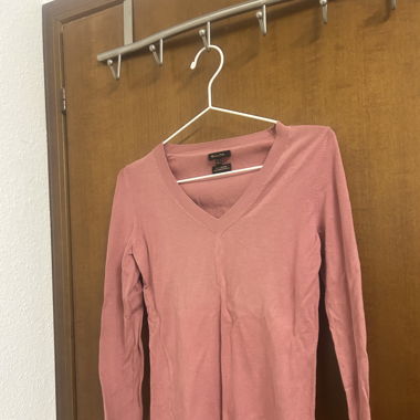 V Neck Dusty Pink Top 100% Cotton Massimo Dutti