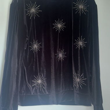 Sandro Paris sweat en velours noir perlé