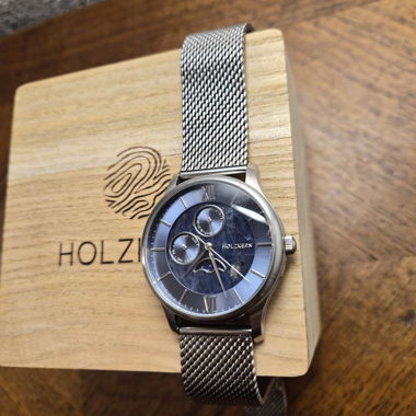 Orologio Holzkern acciaio quadrante marmo blu