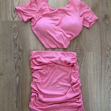 Sommer Set in Pink, 2-teilig, Crop Top & Rock