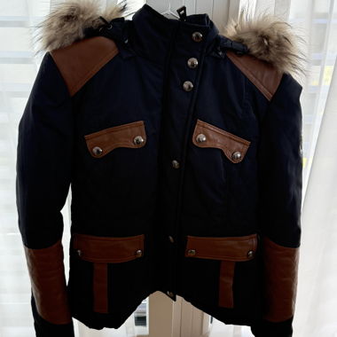 Giovanni Dark Blue Fur Leather Jacket