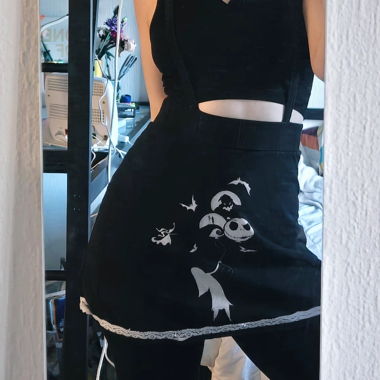 Jupe noire Tim Burton imprimée