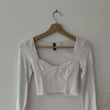 weisses Corset-Langarmshirt
