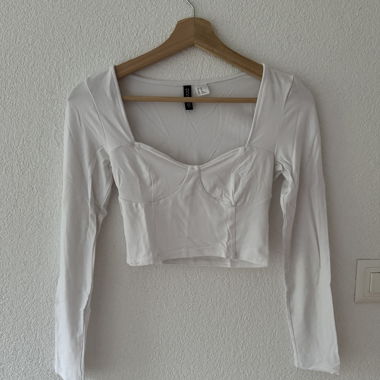 weisses Corset-Langarmshirt