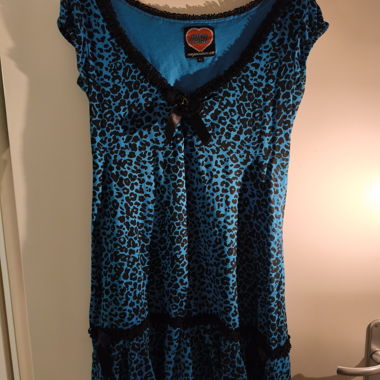 Blue leopard dress with bows