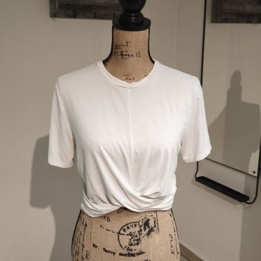 White Divided Crop T-Shirt Size L