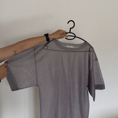 T-shirt oversized trasparente argento/grigio