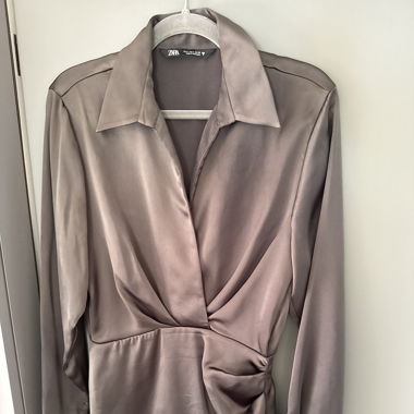 Zara Metallic Shirt Dress - Size S