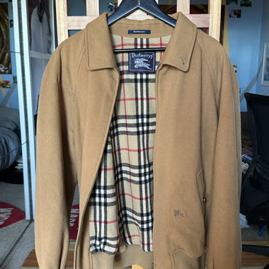 Giacca originale Burberry Harrington in lana cammello