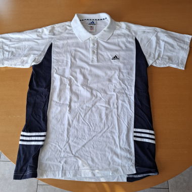 adidas polo white and blue M