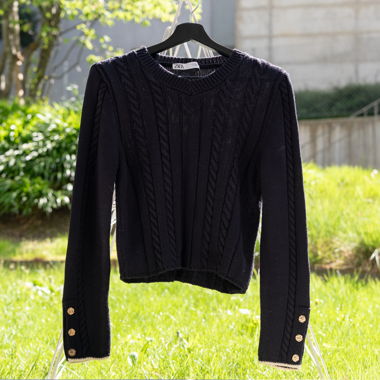 Pull en maille Zara noir