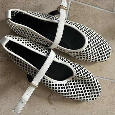 H&M White Mesh Slingback Flats