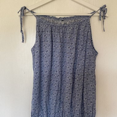 blue floral tie up top