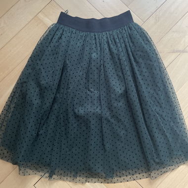 Forest green pois tulle midi skirt