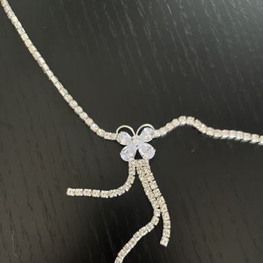 Silver crystal butterfly bellychain