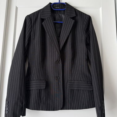 Veste blazer noire à rayures fines
