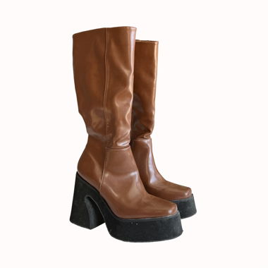 70s Chunky Heel Knee Boots