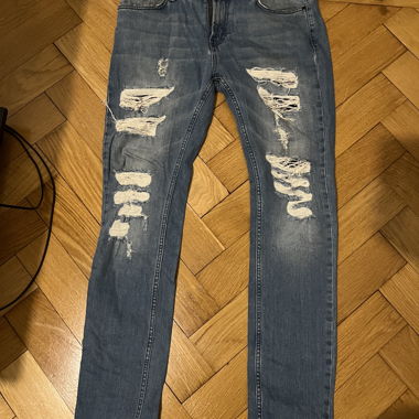 Jeans slim déchiré bleu