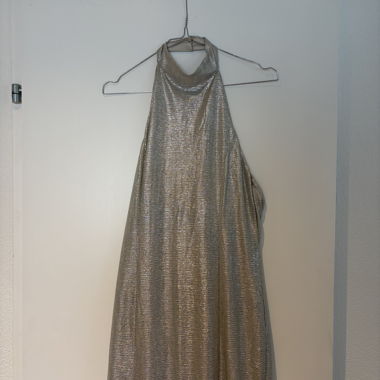 Silver halterneck maxi dress