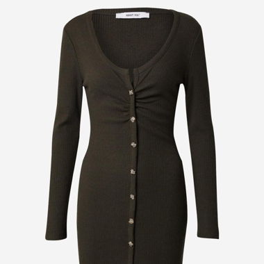 Ribbed Knopfkleid Olive