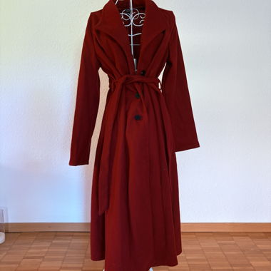Red Coat with Tie Belt