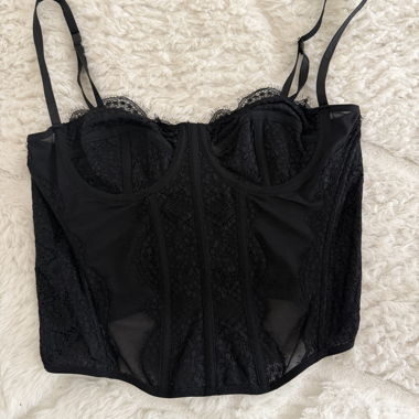 Top bustier in pizzo nero
