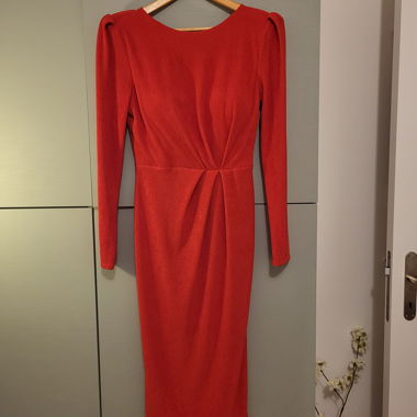 Nuovo Elegante Vestito Midi Magenta Chiaro