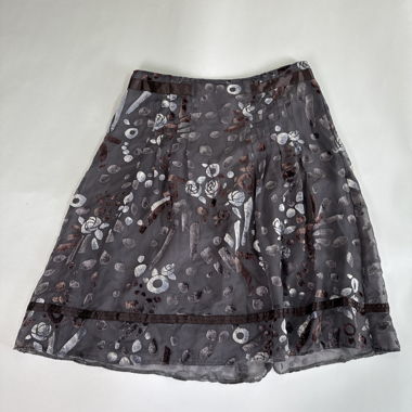 Grauer Floral-Voile-Rock