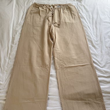Pantalon beige en mélange de lin