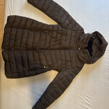 Black Quilted Winter Jacket with Hood