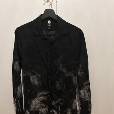 Black Shirt with White Smoke Print