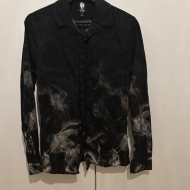 Black Shirt with White Smoke Print