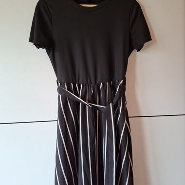Dress with striped skirt