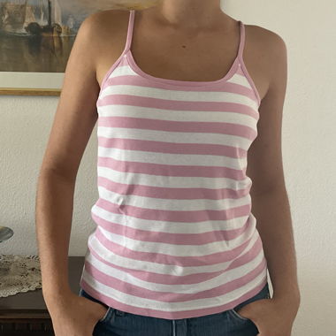 Pink and white striped tank top