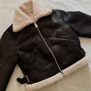Veste aviateur en daim noir - Mango taille S