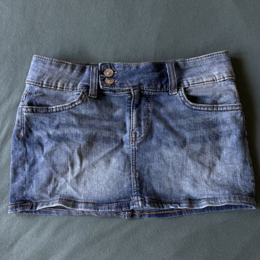 Jupe en jean mini taille basse à lavage clair